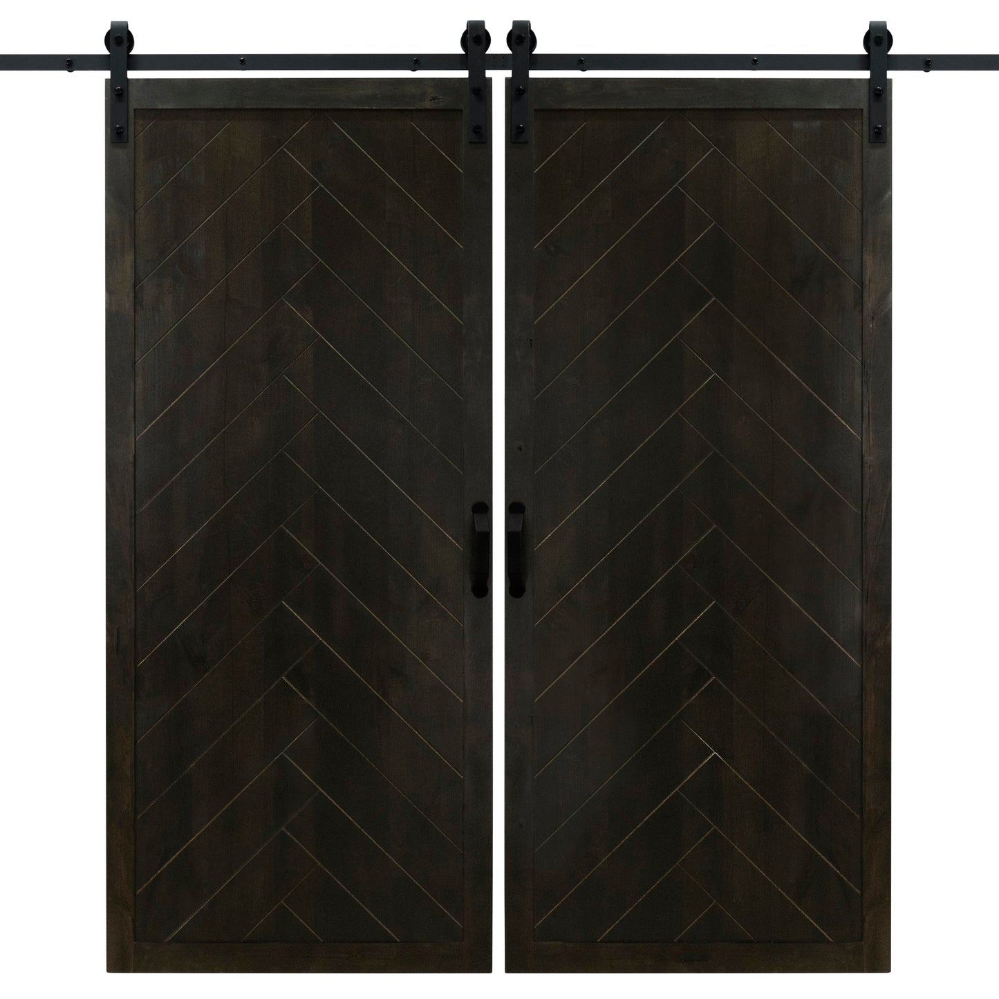 Double Midnight Black Herringbone Barn Door