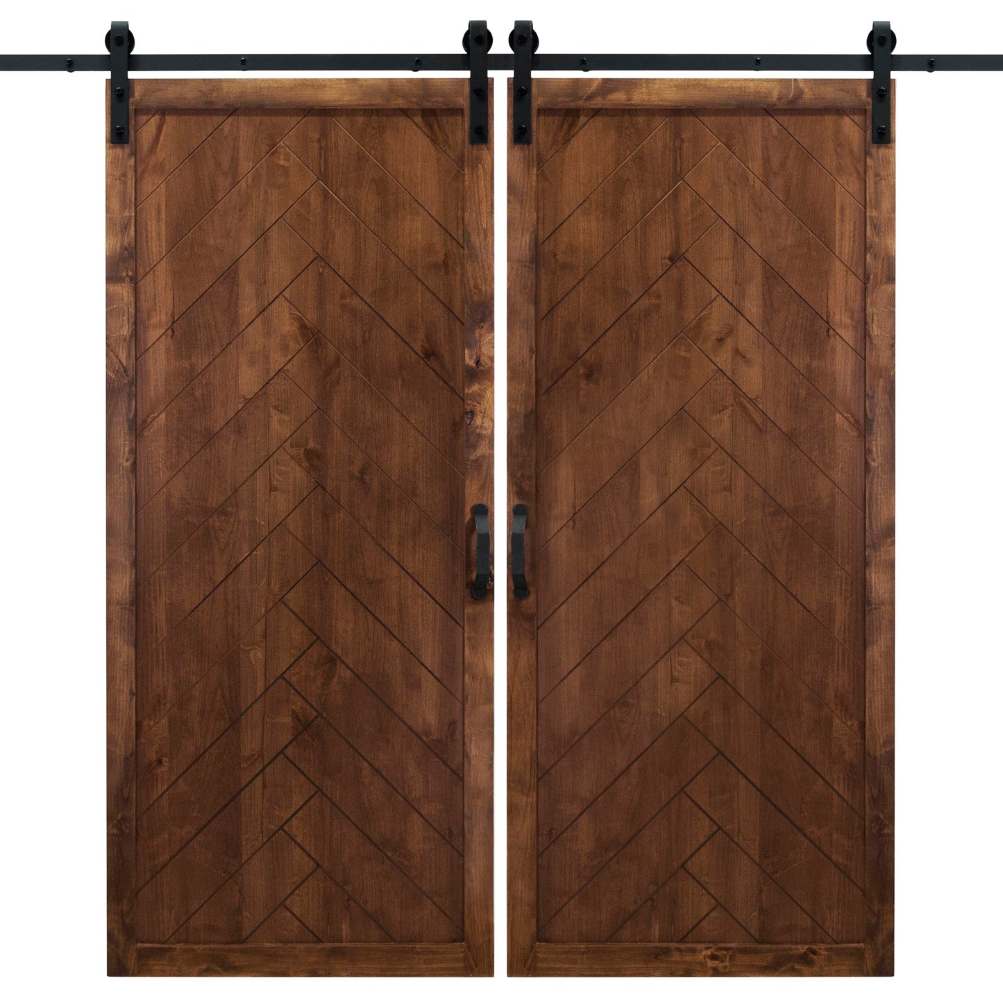 Double Walnut Herringbone Sliding Barn Door
