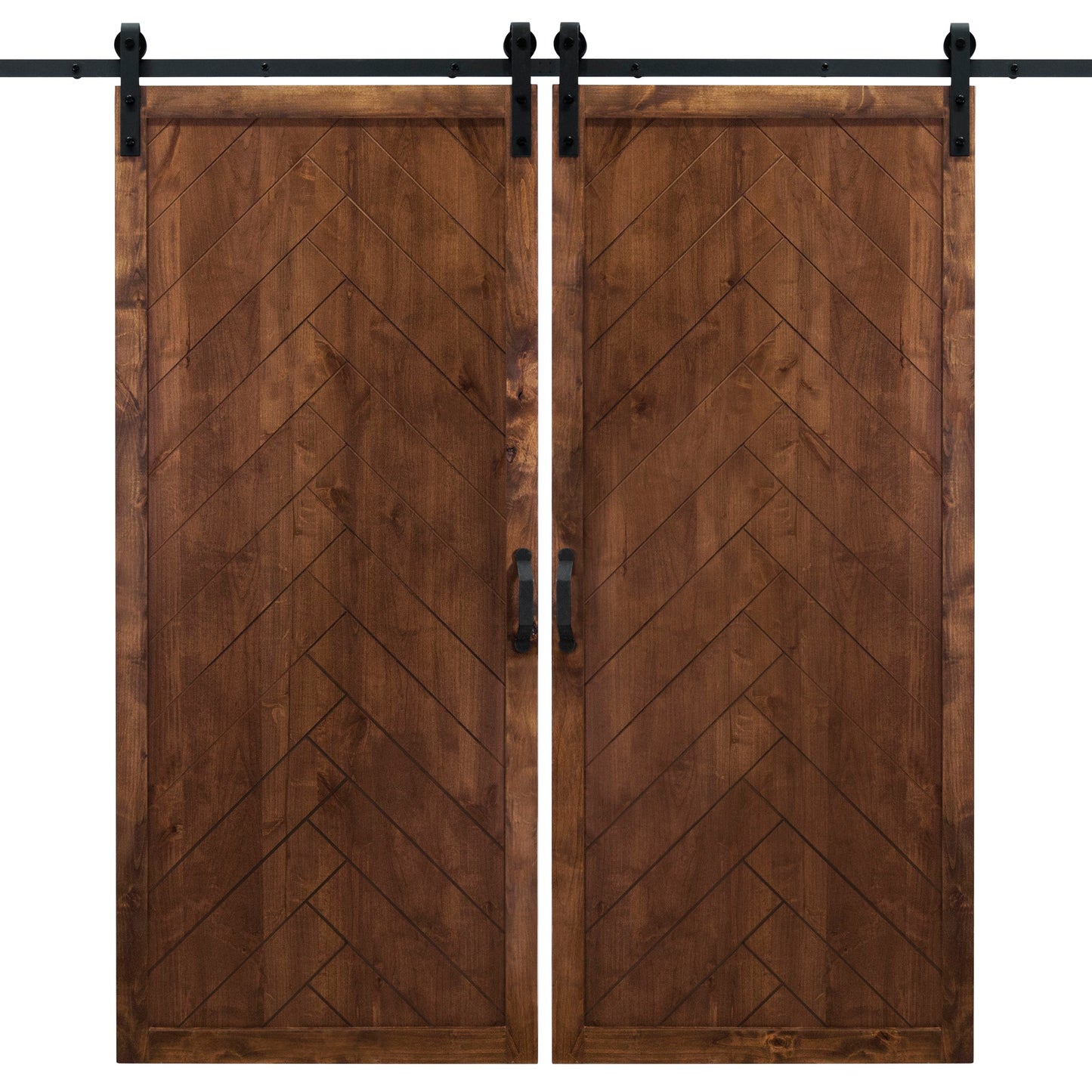 Double Walnut Herringbone Sliding Barn Door