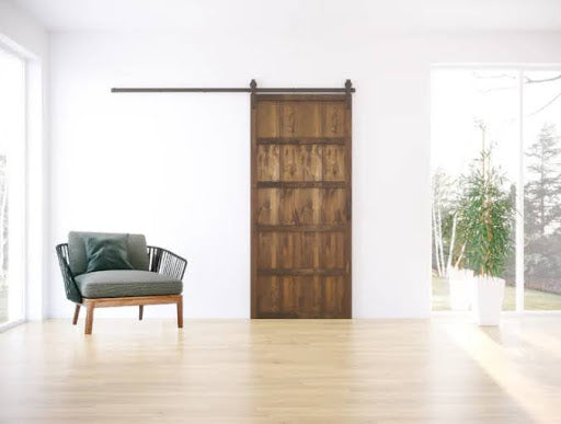 5-panel sliding barn door from Dogberry Collections, perfect for traditional, contemporary, or minimalist styles