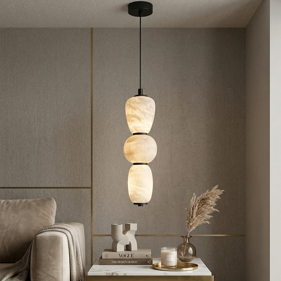 Pendant light over kitchen island