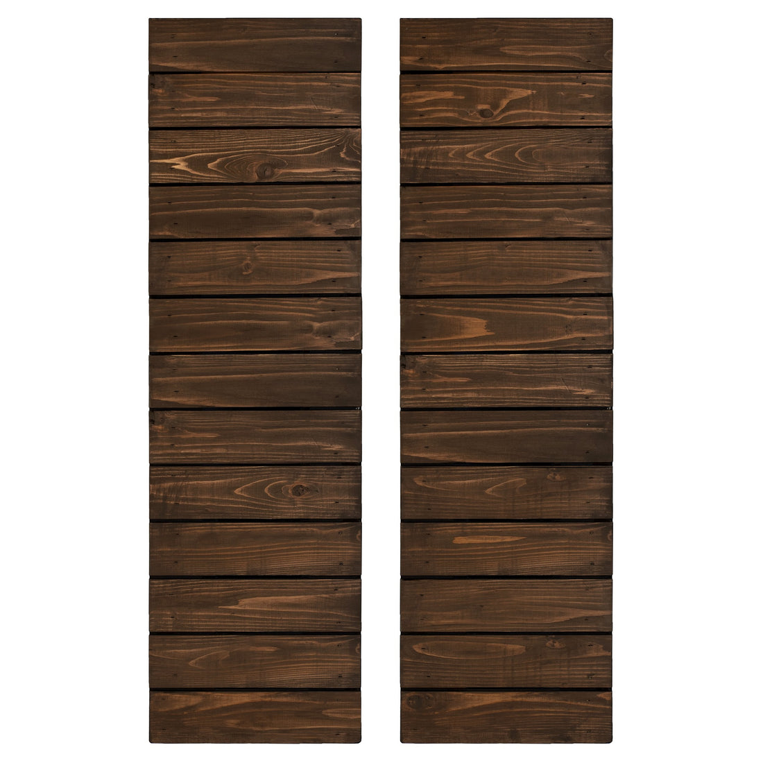Exterior wood shutters installed on house