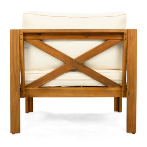 Patio Conversation Set with Foldable Acacia Wood Side Table and Cushions - view 14