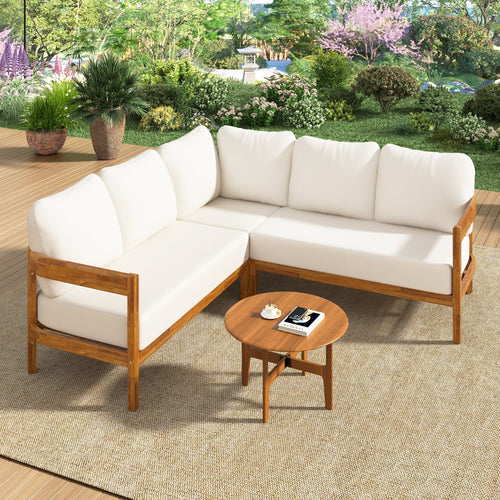 U_Style Acacia Solid Wood Patio Furniture Set - front view