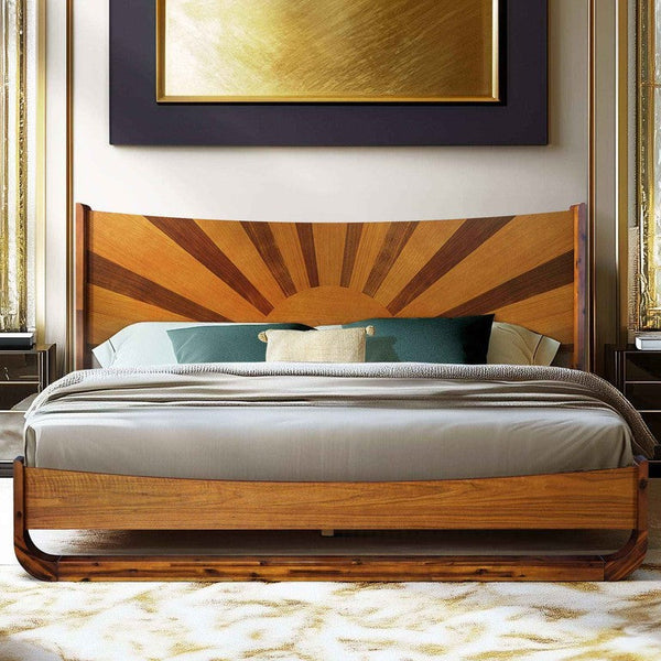 Sunset Solid Wood Bed Frame With Headboard - front view