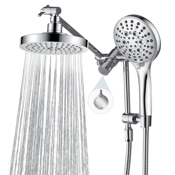 Dual Shower Head with Adjustable Extension Arm, 3-Way Diverter and Hose - view 13