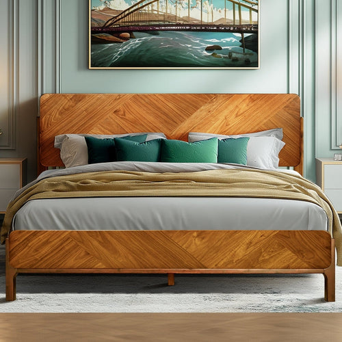 Bifrost Solid Wood Bed Frame With Headboard - front view