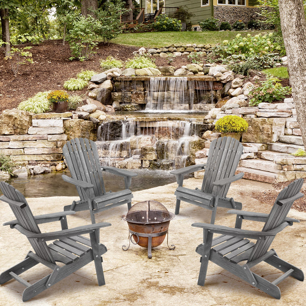 Classic Gray Cedar Wood Lounge Patio Chair Set of 2 - dimensions