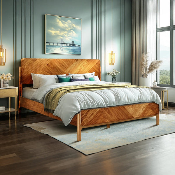 Bifrost Solid Wood Bed Frame With Headboard - side view
