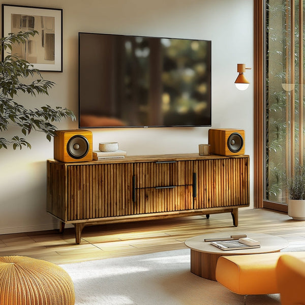 Bosk Wood Fluted TV Stand - side view