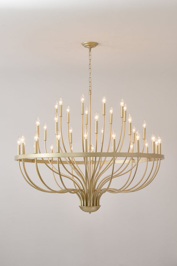 36-Light Gold Industrial Iron Candle Chandelier - view 18
