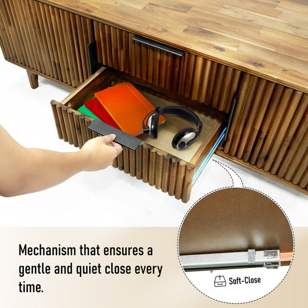 Bosk Wood Fluted TV Stand - dimensions