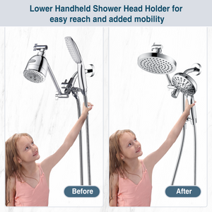 Dual Shower Head with Adjustable Extension Arm, 3-Way Diverter and Hose - view 14