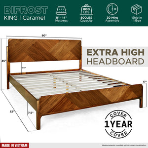 Bifrost Solid Wood Bed Frame With Headboard - detail view
