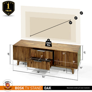 Bosk Wood Fluted TV Stand - detail view