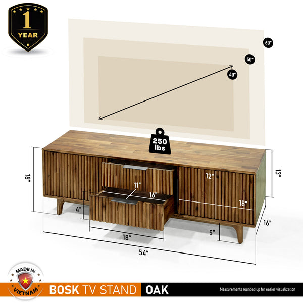 Bosk Wood Fluted TV Stand - detail view