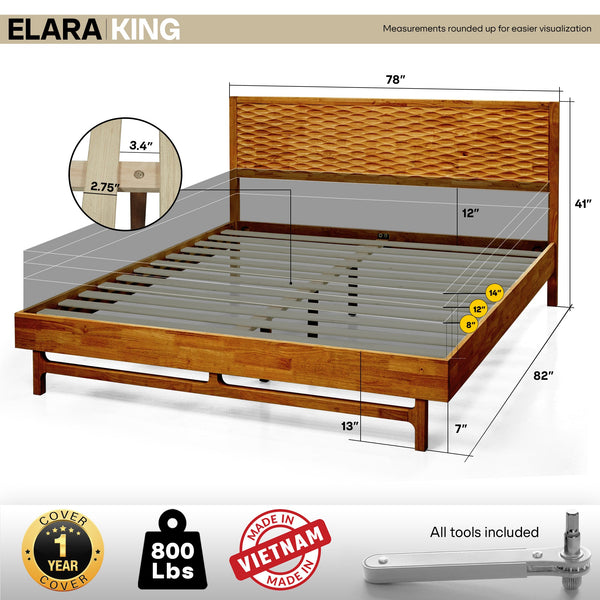 Elara Solid Wood Bed Frame - view 12