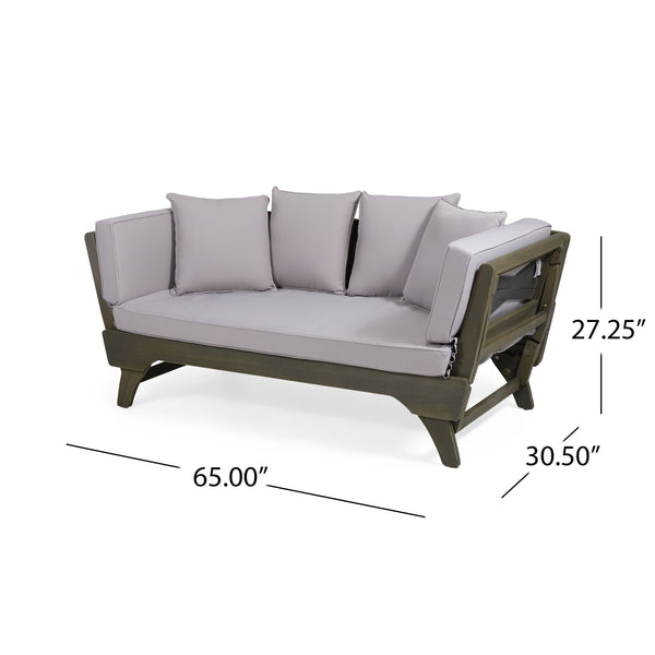 Outdoor Acacia Wood Expandable Daybed With Cushions - dimensions