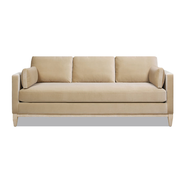 Knox 84' Modern Farmhouse Sofa, Fawn Brown Performance Velvet - in use
