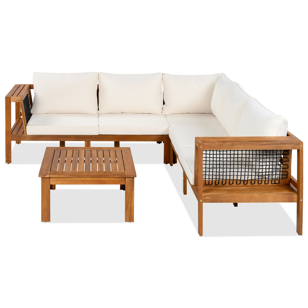 Kennedy 4 Piece Outdoor Acacia Wood Sofa Set with Coffee Table