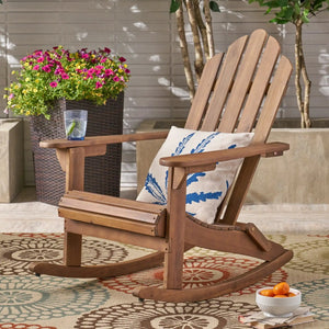 Echoes Outdoor Acacia Wood Adirondack Rocking Chair - side view