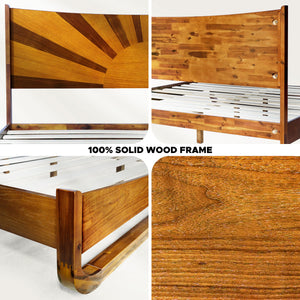 Sunset Solid Wood Bed Frame With Headboard - in use