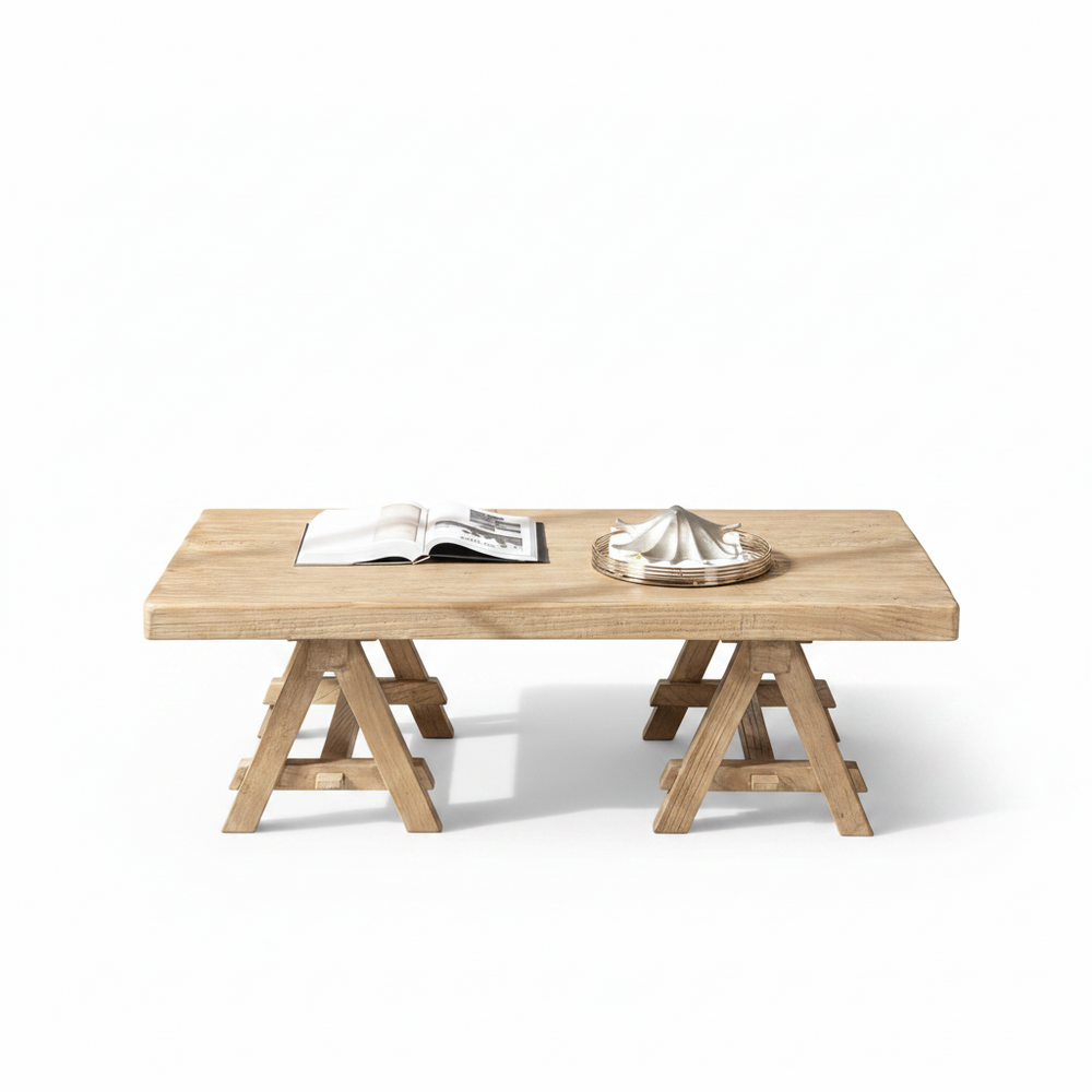 Hawthorne 48' Solid Reclaimed Elm Rectangular Trestle Coffee Table