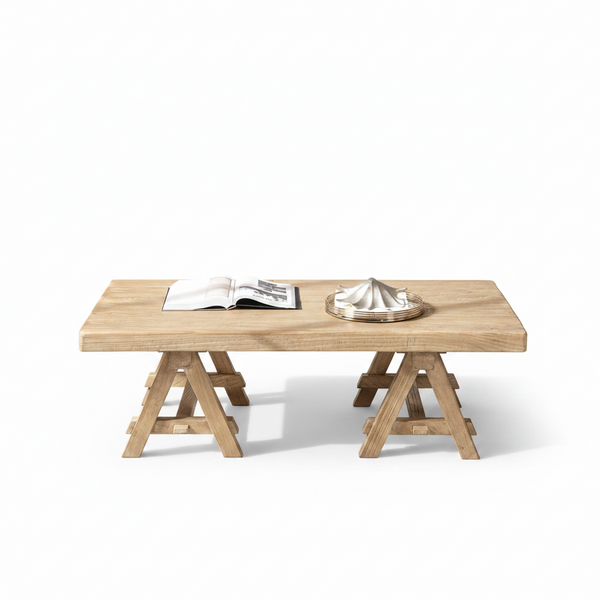 Hawthorne 48' Solid Reclaimed Elm Rectangular Trestle Coffee Table