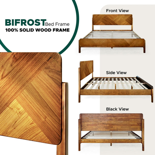 Bifrost Solid Wood Bed Frame With Headboard - dimensions
