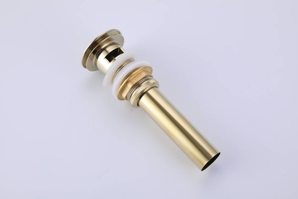 Brushed Gold Bathroom Sink Faucet single handle with pop up overflow brass drain - detail view