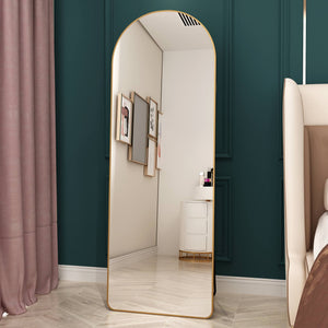 The 4th Generation Floor Mounted Full Length Mirror with Gold Frame - side view
