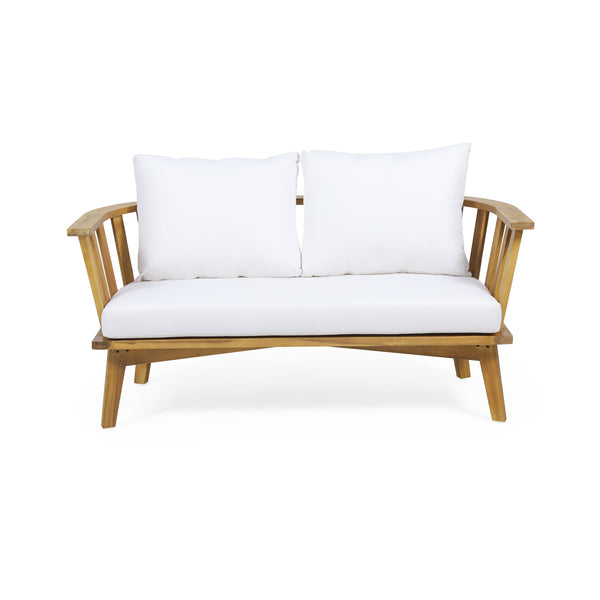 4-Pieces Acacia Wood Patio Furniture Set with Cushions - view 11