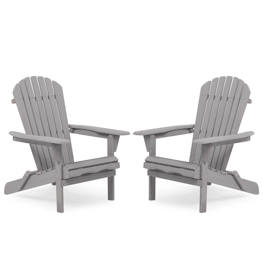 Classic Gray Cedar Wood Lounge Patio Chair Set of 2