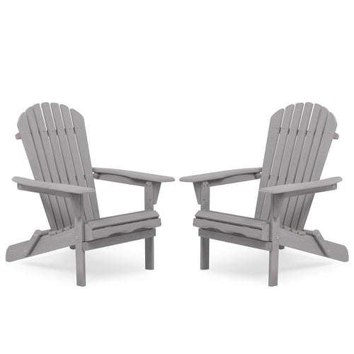 Classic Gray Cedar Wood Lounge Patio Chair Set of 2