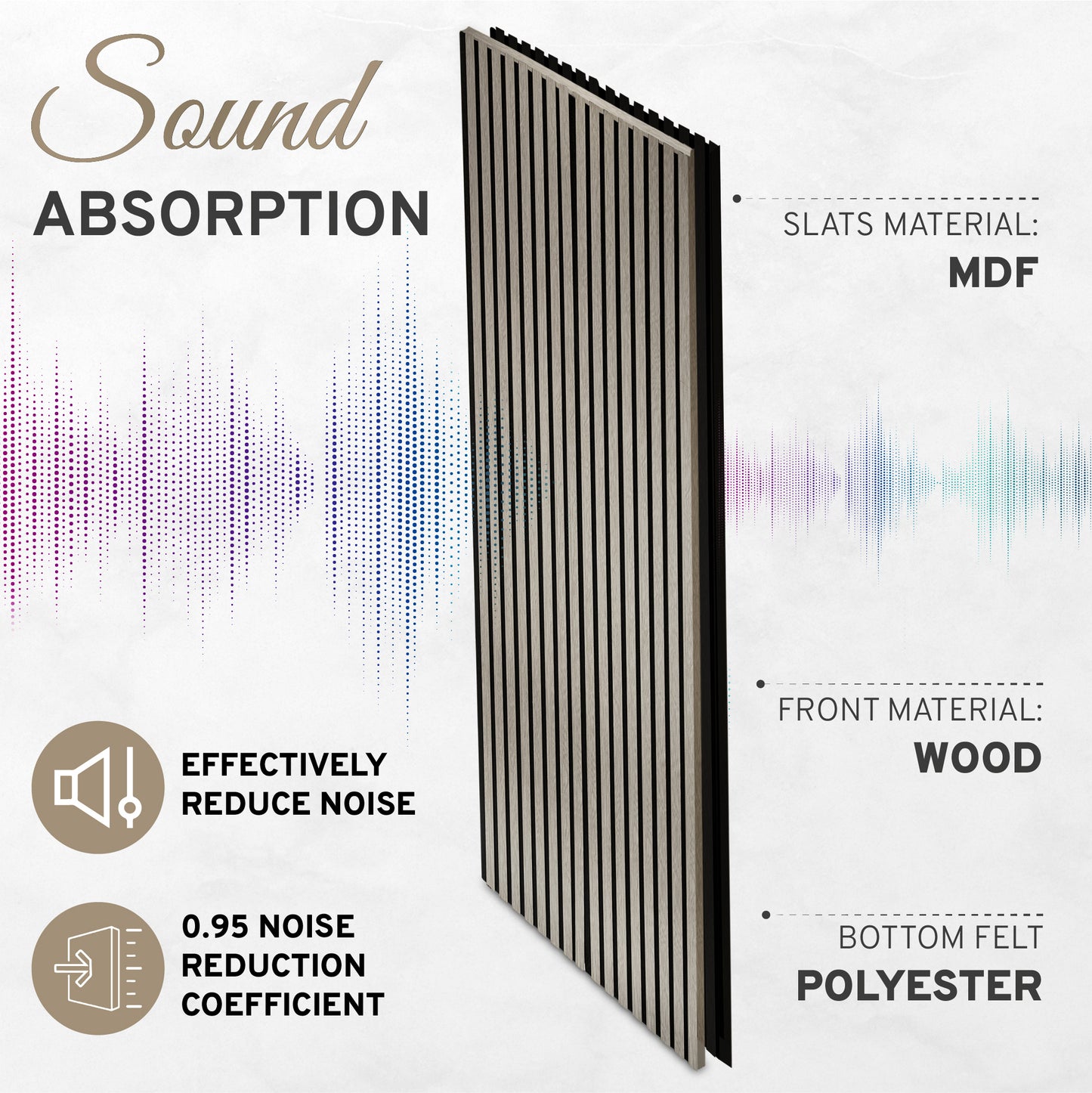 sound absorption of gray wood wall panels