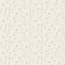 Meadow wallpaper in Cream, hand-drawn wildflowers, daisies and ferns in soft gray on a cream ground
