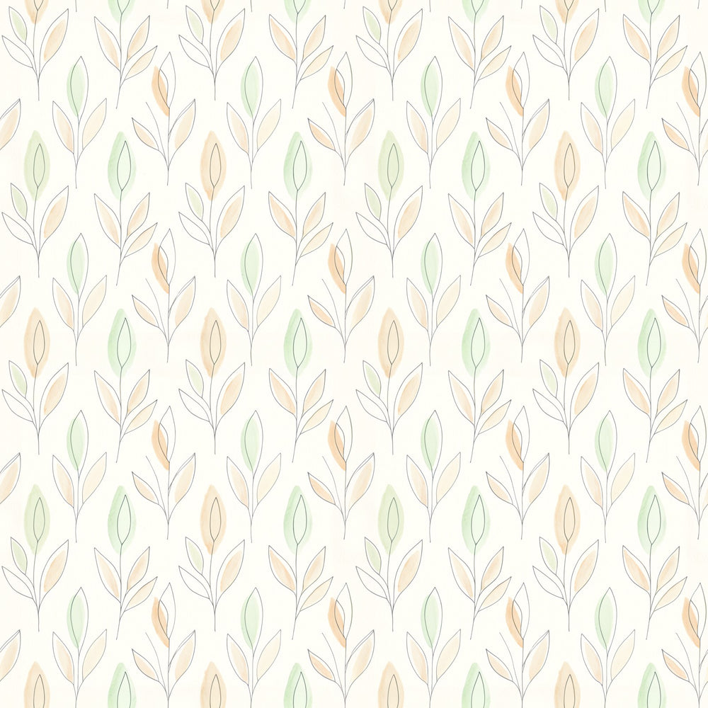 Ottilie Floral peel and stick wallpaper above beadboard in a bathroom with a pedestal sink