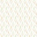 Ottilie wallpaper in Floral, sage green and peach leaf sprigs with fine gray outlines on a cream ground
