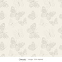 Butterfly Kisses wallpaper in Cream, large 24 in repeat, soft gray butterflies on a cream ground