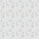 Sloe wallpaper in Mist, soft gray giraffes, lions and elephants on a pale gray ground