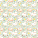 Night Night wallpaper in Sage, sleeping piglets, lambs and chicks among daisies on a sage green ground