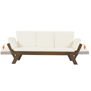 TOPMAX Outdoor Adjustable Patio Wooden Daybed Sofa Chaise Lounge - alternate view