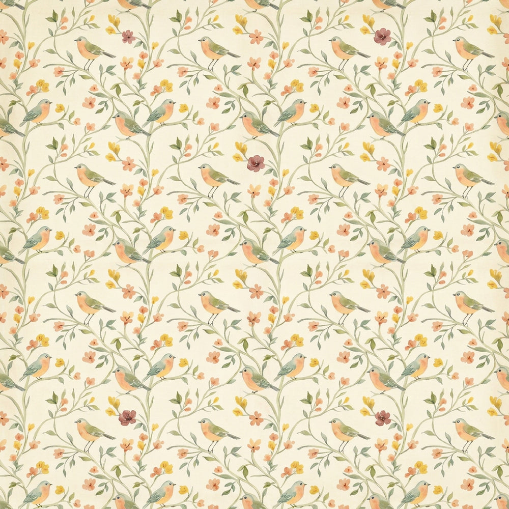 Mill Cream peel and stick wallpaper in a bedroom with shiplap paneling and a cane headboard