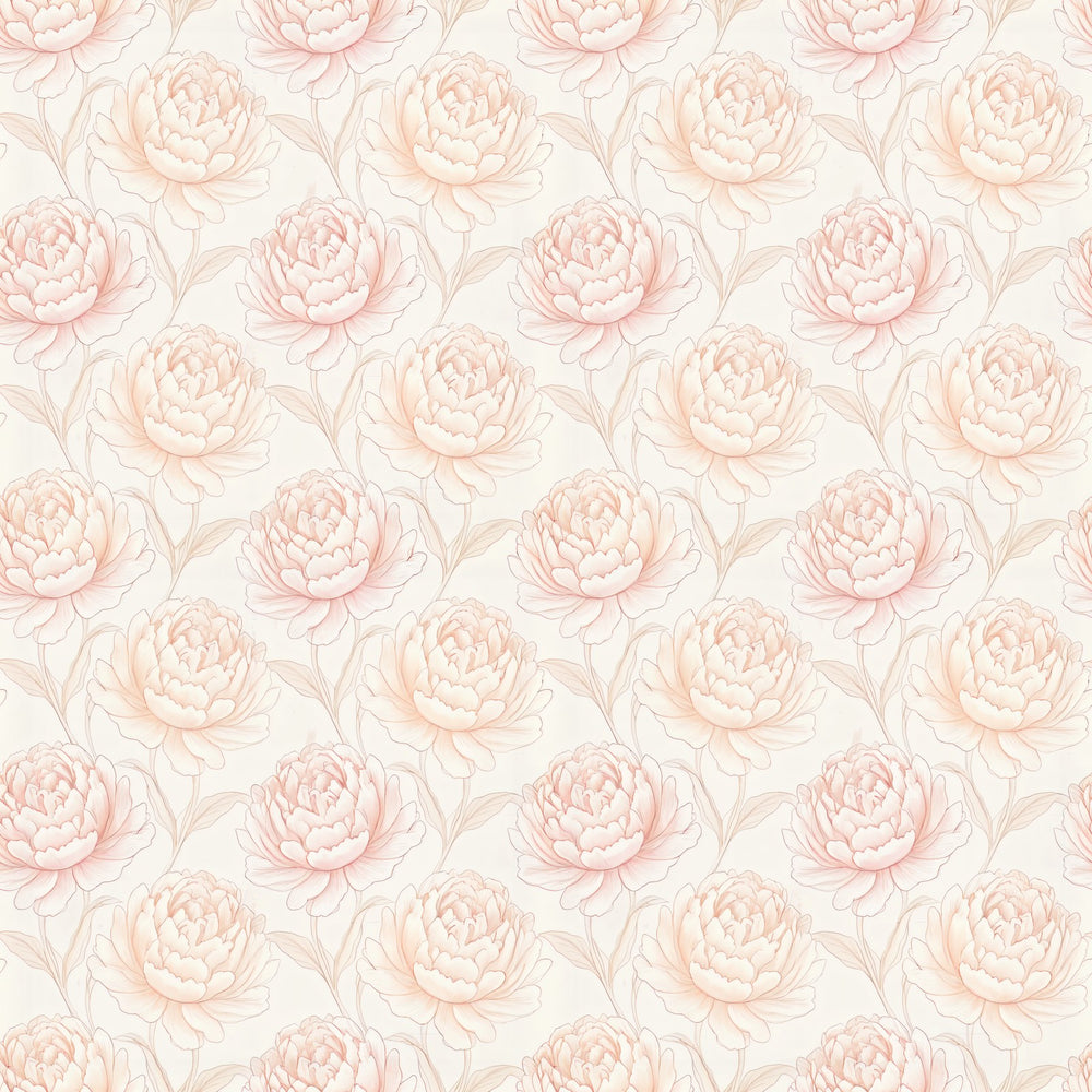 Rosie Blush peel and stick wallpaper in a bedroom with white wainscoting and a barn door
