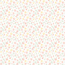 Marguerite wallpaper in Cream, small pink, coral and yellow painted flowers on a cream ground