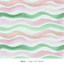 Lyme wallpaper in Mint, large 24 in repeat, watercolor waves in mint green and soft pink