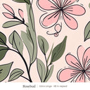 Marlow wallpaper in Rosebud, extra large 48 in repeat, pink flowers and sage leaves on blush