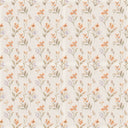 Pippa wallpaper in Clay, coral flowers with sage leaves and lavender sprigs on cream