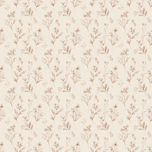 Pippa wallpaper in Rose, dusty rose flower sprigs on cream