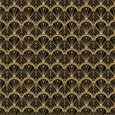 Tabitha wallpaper in Gold, gold Art Deco fans on black